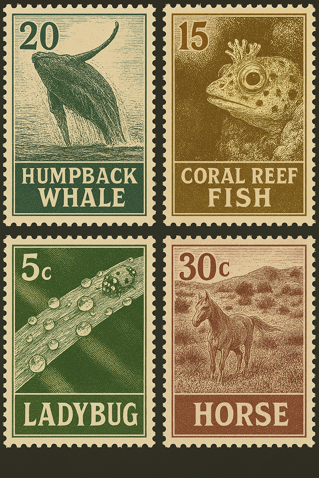 Single-Color Postage Stamps
